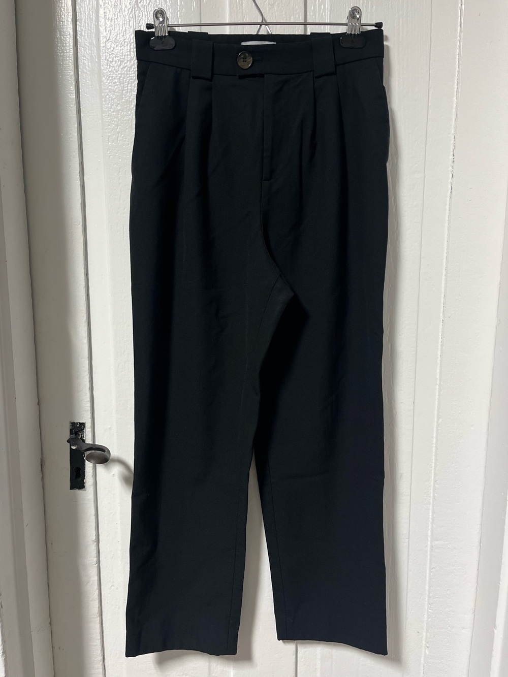 & Other Stories Los Angeles Atelier Wool Blend Pleated Trousers Black US 6